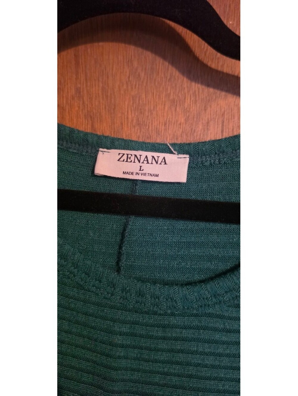 Zenana Teal Green Ribbed Knit Sweater, Size Large - Picture 2 of 4